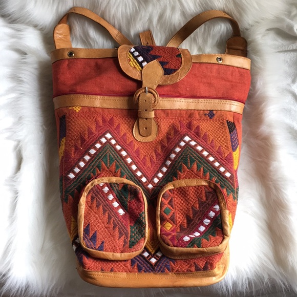 Handbags - Vintage handmade leather backpack